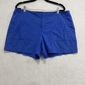 Athleta Shorts Womens 14 Blue Recycled Polyester Stretch Athletic Pockets